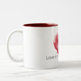Caneca De Café Em Dois Tons Chama Ardente de Amor Coração Vermelho