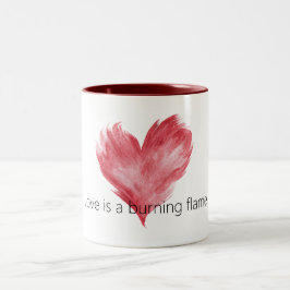 Caneca De Café Em Dois Tons Chama Ardente de Amor Coração Vermelho
