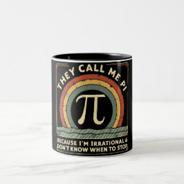Caneca De Café Em Dois Tons Chamam-Me Pi Engraçado Matemático