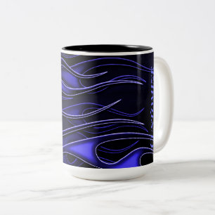 Caneca De Café Em Dois Tons Chamas Azuis Personalizadas
