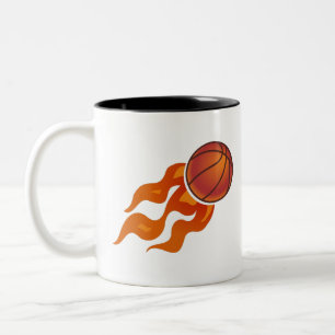 Caneca De Café Em Dois Tons Chamas de basquete
