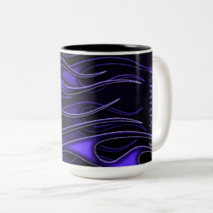 Caneca De Café Em Dois Tons Chamas roxas personalizadas