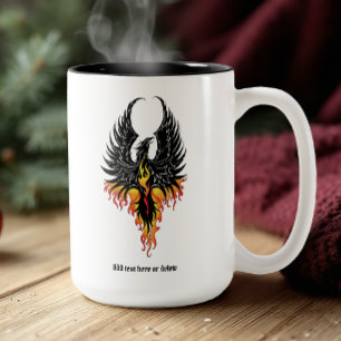 Caneca De Café Em Dois Tons Chamas Tribais do Phoenix Firebird