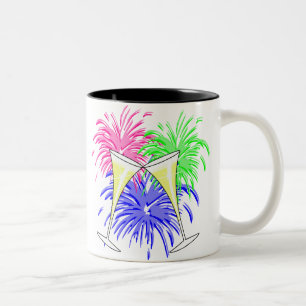Caneca De Café Em Dois Tons Champanhe e fogo de ano novo funciona muito