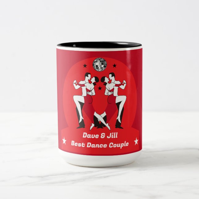 Caneca De Café Em Dois Tons Champiões dançantes de salão (Centro)
