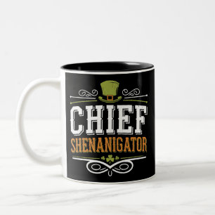 Caneca De Café Em Dois Tons Chapéu de Leprechaun Sortudo do Retro Chief Shenan