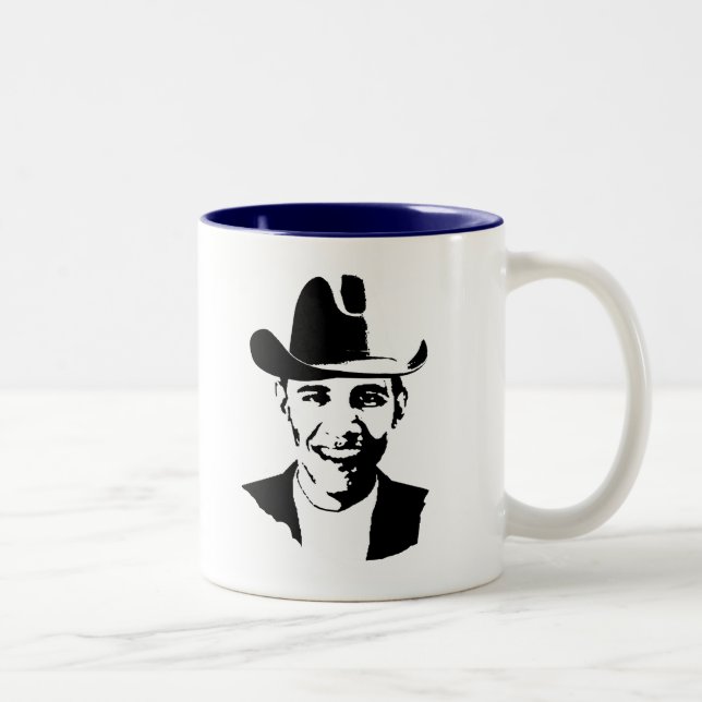 Caneca De Café Em Dois Tons Chapéu de vaqueiro de Barack Obama (Direita)