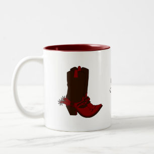 Caneca De Café Em Dois Tons Chapéu e Botas Marrom País