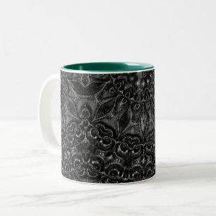 Caneca De Café Em Dois Tons Charcarvão Mandala