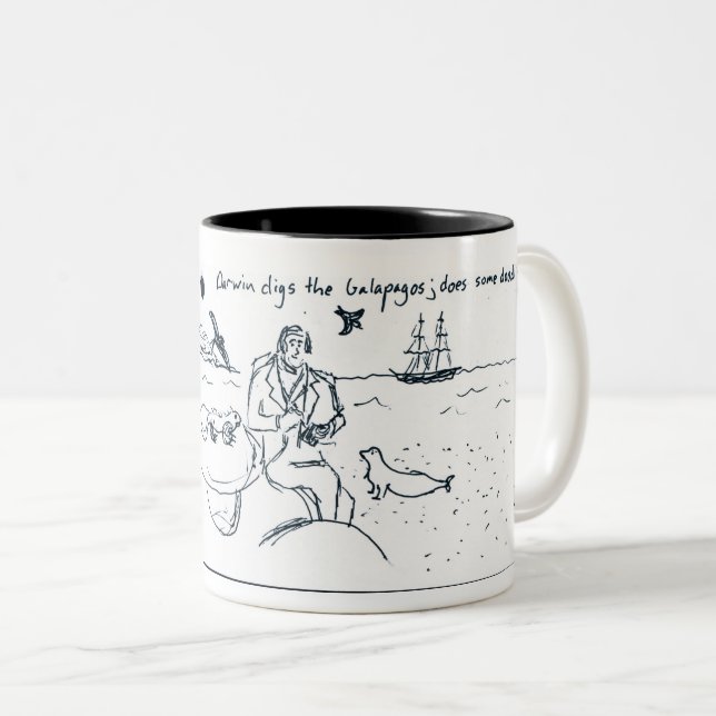 Caneca De Café Em Dois Tons Charles Darwin 1 (Frente Esquerda)