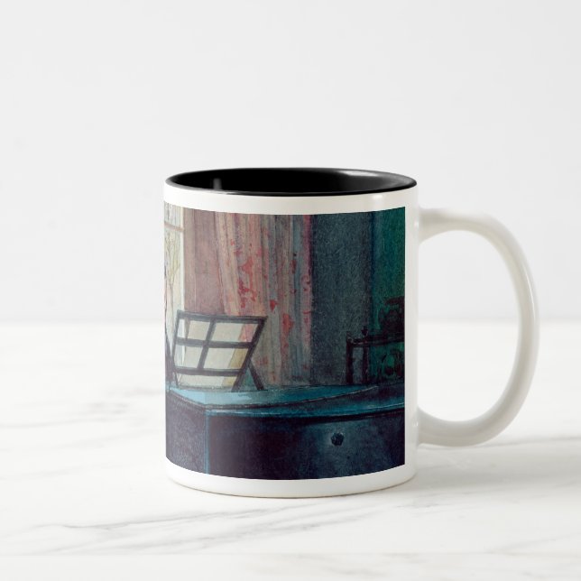 Caneca De Café Em Dois Tons Charles Darwin e sua esposa no piano (Direita)