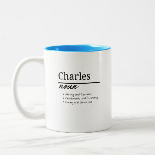Caneca De Café Em Dois Tons Charles, Definição de Nome Personalizado de Menino