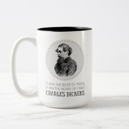 Caneca De Café Em Dois Tons Charles Dickens Portrait e Cote