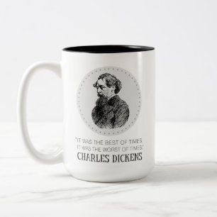 Caneca De Café Em Dois Tons Charles Dickens Portrait e Cote