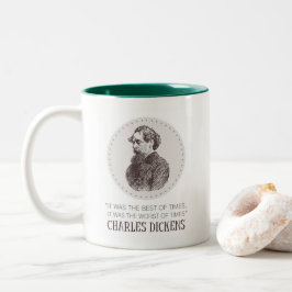 Caneca De Café Em Dois Tons Charles Dickens Portrait e Cote