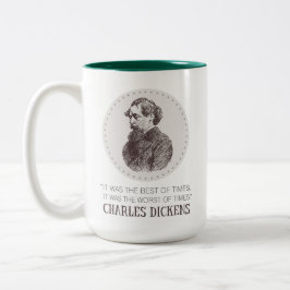 Caneca De Café Em Dois Tons Charles Dickens Portrait e Cote