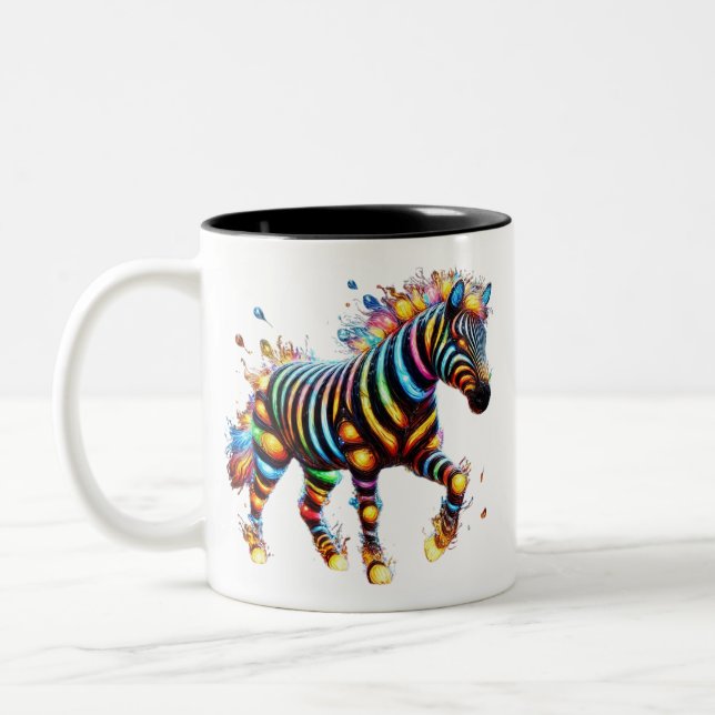 Caneca De Café Em Dois Tons Charme Zebra em Greve (Esquerda)