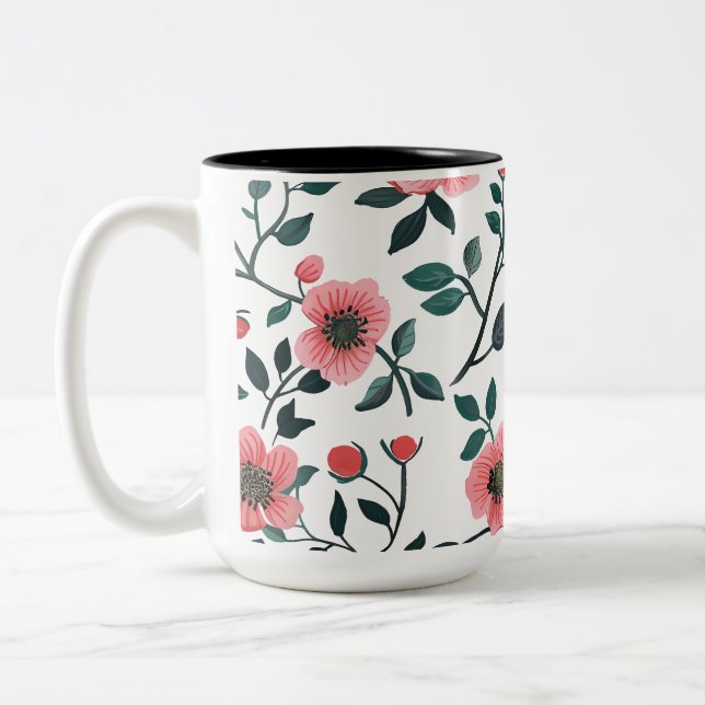 Caneca De Café Em Dois Tons Charming Floral Print Coffee Mug (Esquerda)