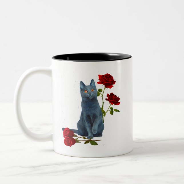 Caneca De Café Em Dois Tons Chartreux Amid Rosas (EU) (Esquerda)