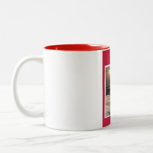 Caneca De Café Em Dois Tons chat noir et blanc sur tasse rouge (Esquerda)