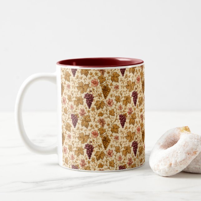 Caneca De Café Em Dois Tons Château Bordeaux Botanical Grapes Mug (Com Donut)