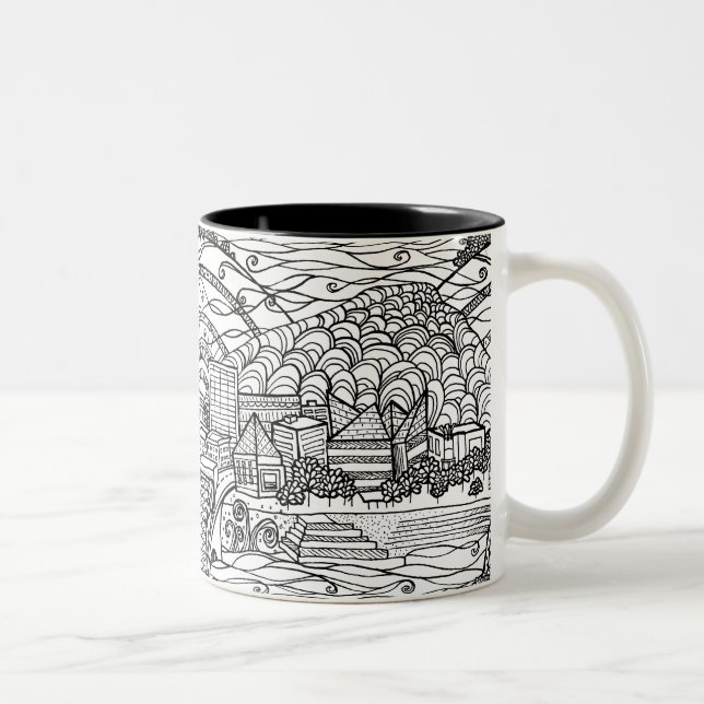 Caneca De Café Em Dois Tons Chattanooga lunático preto e branco (Direita)