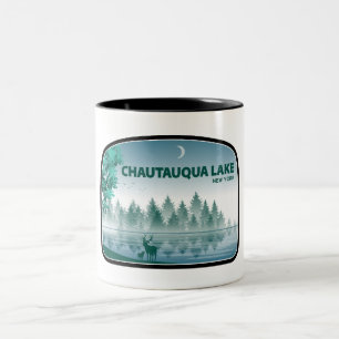 Caneca De Café Em Dois Tons Chautauqua Lake New York Deer