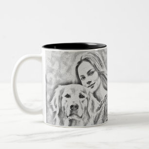 Caneca De Café Em Dois Tons Chaveiro do Cão de Foto Pet Personalizado