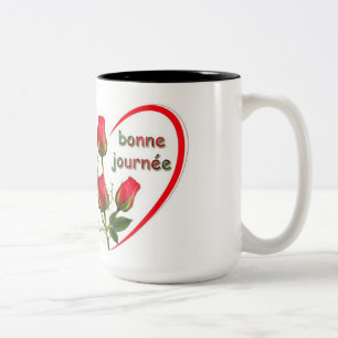Caneca De Café Em Dois Tons Chávena Bom dia com Rosa