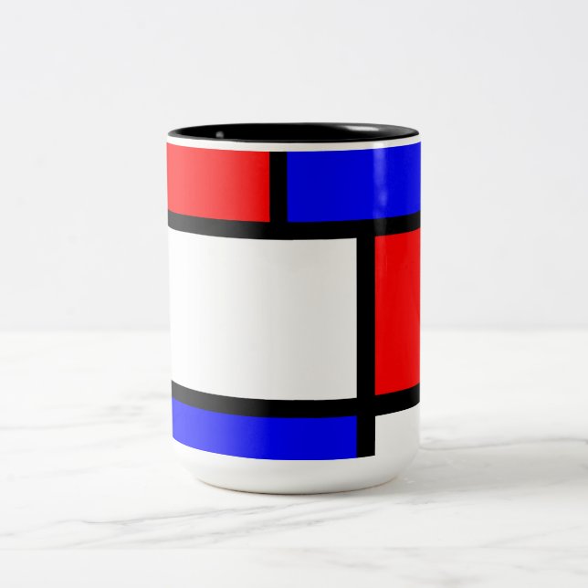 Caneca De Café Em Dois Tons Chávena moderna estilo Mondrian (Centro)