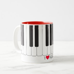 Caneca De Café Em Dois Tons Chaves feitas sob encomenda do piano da música do