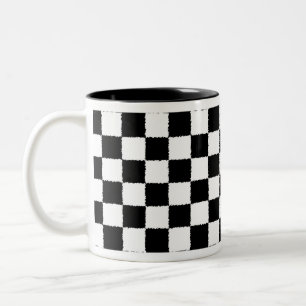 Caneca De Café Em Dois Tons Checkered