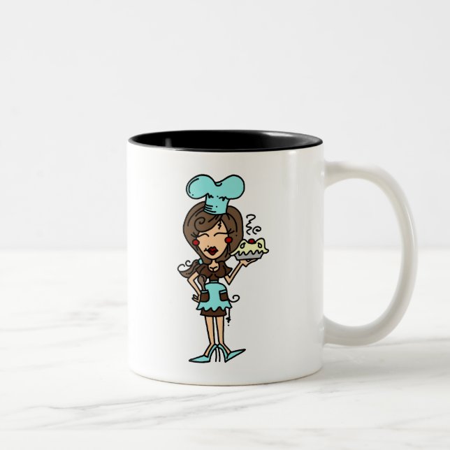 Caneca De Café Em Dois Tons Chef de pastelaria - Brunette T-shirts e presentes (Direita)