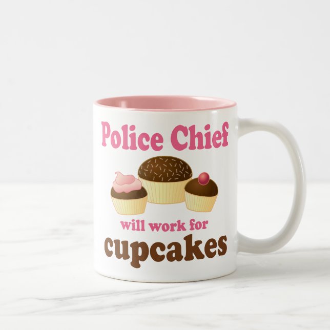 Caneca De Café Em Dois Tons Chefe de polícia engraçado (Direita)