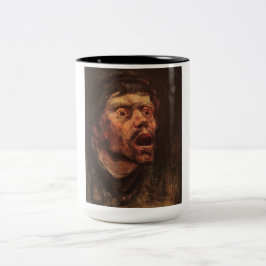 Caneca De Café Em Dois Tons Chefe de um Homem Irritado (Tristeza e Sofrimento)