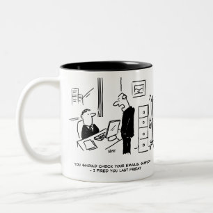 Caneca De Café Em Dois Tons Chefe Desliga um Funcionário de Escritório por E