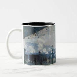 Caneca De Café Em Dois Tons Chegada do comboio normando - Monet