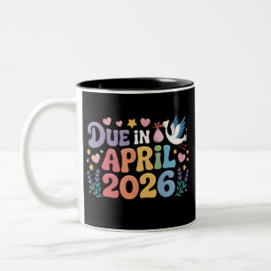 Caneca De Café Em Dois Tons Chegando em Abril de 2026, Futuro Bebê, Gravidez d