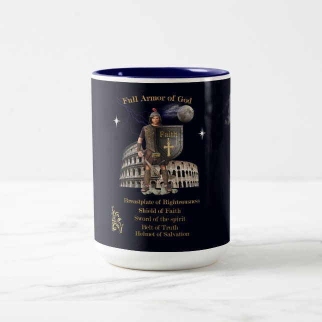 Caneca De Café Em Dois Tons Cheio Armor de DEUS (Centro)