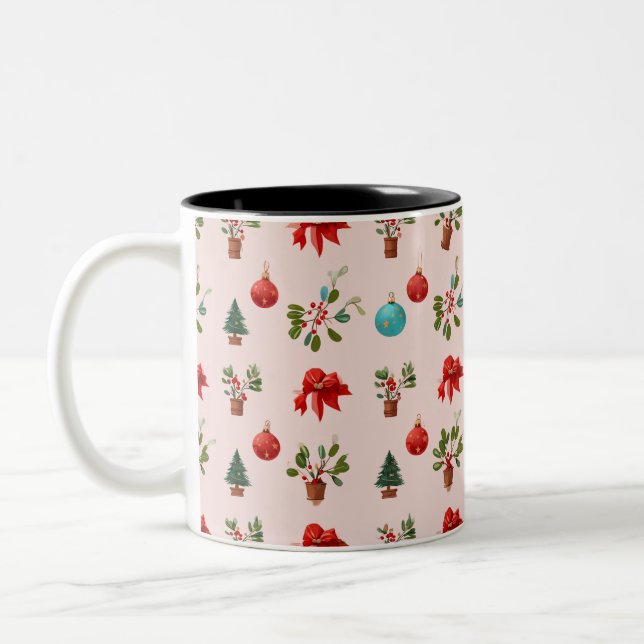 Caneca De Café Em Dois Tons Cheio de arte da atmosfera natalícia (Esquerda)
