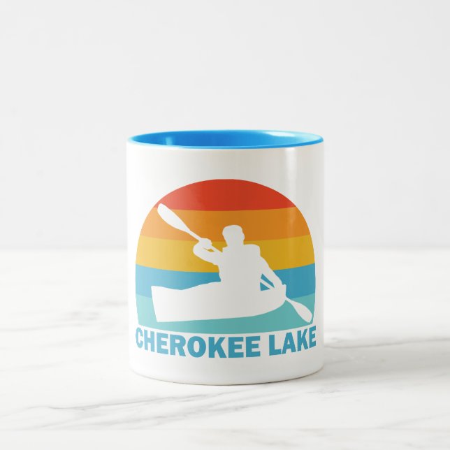 Caneca De Café Em Dois Tons Cherokee Lake Tennessee Kayak (Centro)
