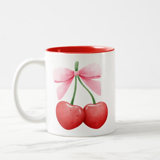 Caneca De Café Em Dois Tons Cherries de Coquetes de Aquarela (Esquerda)