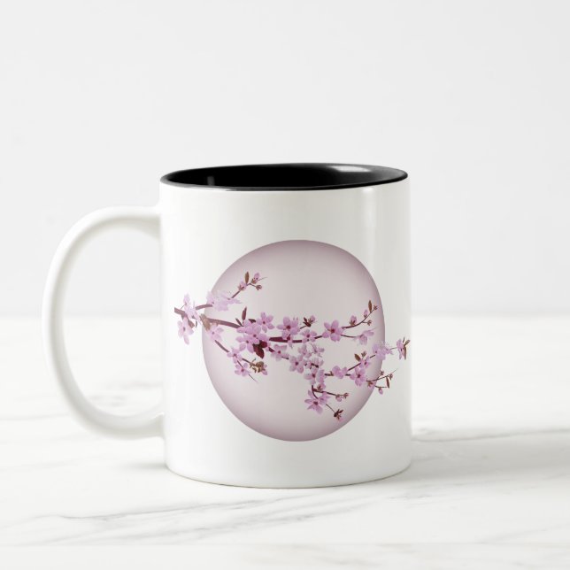 Caneca De Café Em Dois Tons Cherry Blossom Tree Japonês Sakura (Esquerda)