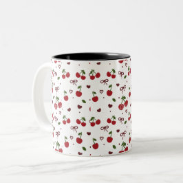 Caneca De Café Em Dois Tons Cherry & Bow Pattern Coffee Mug