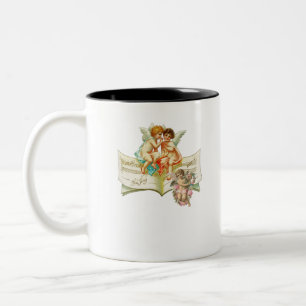 Caneca De Café Em Dois Tons cherubs de anjo musical