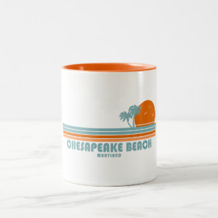 Caneca De Café Em Dois Tons Chesapeake Beach Maryland Sun Palm Trees
