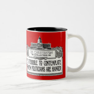 Caneca De Café Em Dois Tons Chesterton na suspensão dos políticos