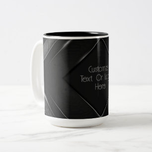 Caneca De Café Em Dois Tons Chevron Preto E Cinza Personalizado