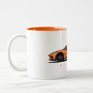 Caneca De Café Em Dois Tons Chevy Corvette C8 Black Illustration