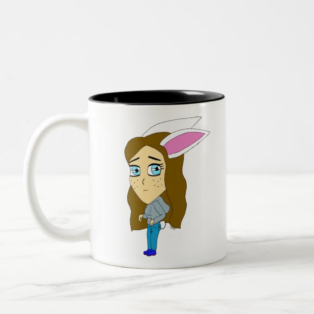 Caneca De Café Em Dois Tons chibi bunnygirl (Esquerda)